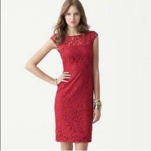 Banana Republic Red Lace Lined Sleeveless Dress Size 0